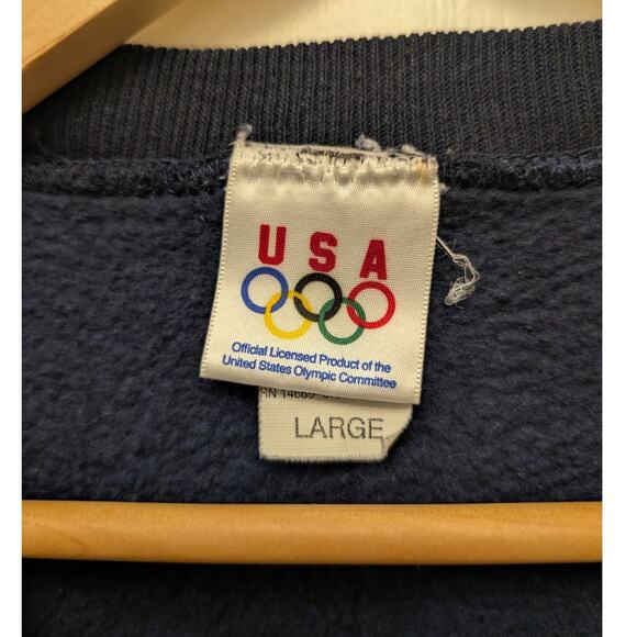 Vintage USA Olympics Sweatshirt Crewneck Long Sleeve Pullover Retro Navy Blue - Picture 2 of 4